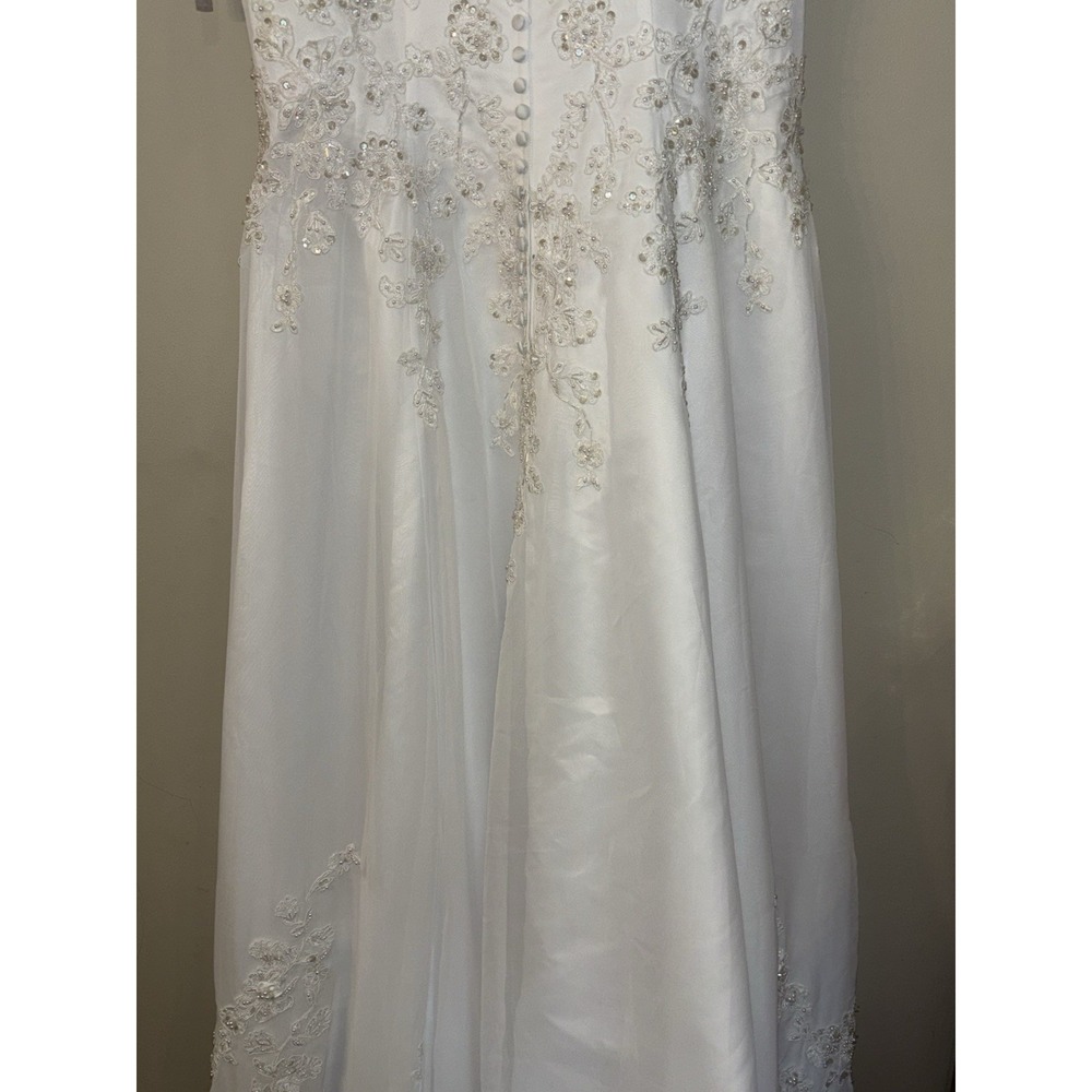 NWT Mary's Bridal Wedding Dress Size 18 Crystals Beading White Ivory Style 8268 - Picture 5 of 15